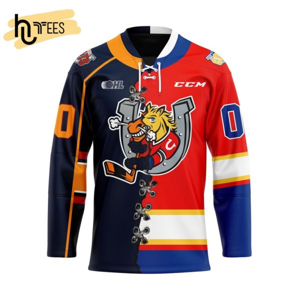 Custom OHL Barrie Colts Mix Home And Retro Hockey Jersey