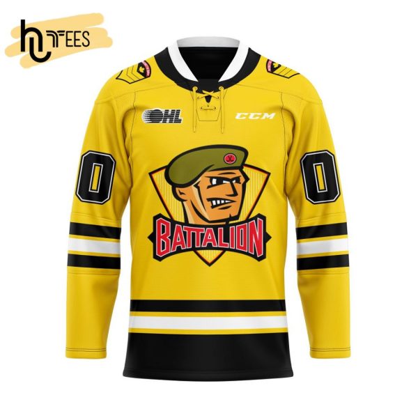Custom OHL North Bay Battalion Reverse Retro Pattern Hockey Jersey