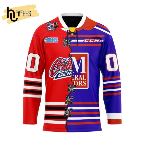 Custom OHL Oshawa Generals Mix Home And Retro Hockey Jersey