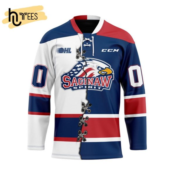 Custom OHL Saginaw Spirit Mix Home And Away Hockey Jersey