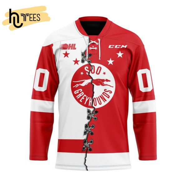 Custom OHL Sault Ste. Marie Greyhounds Mix Home And Away Hockey Jersey