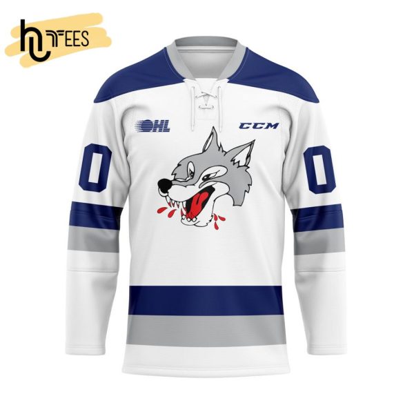 Custom OHL Sudbury Wolves Away Hockey Jersey