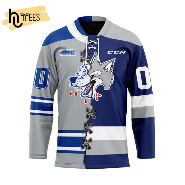 Custom OHL Sudbury Wolves Mix Home And Retro Hockey Jersey