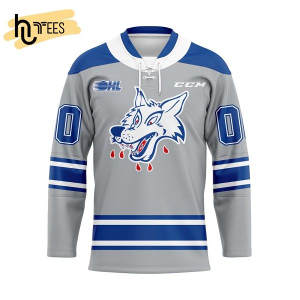 Custom OHL Sudbury Wolves Reverse Retro Pattern Hockey Jersey