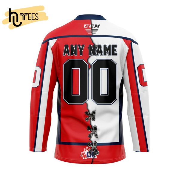 Custom OHL Windsor Spitfires Mix Home And Away Hockey Jersey
