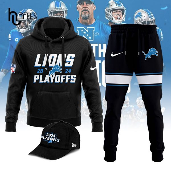 Detroit Lions Black Nike 2024 NFL Playoff Hoodie, Jogger, Cap Limited Edition