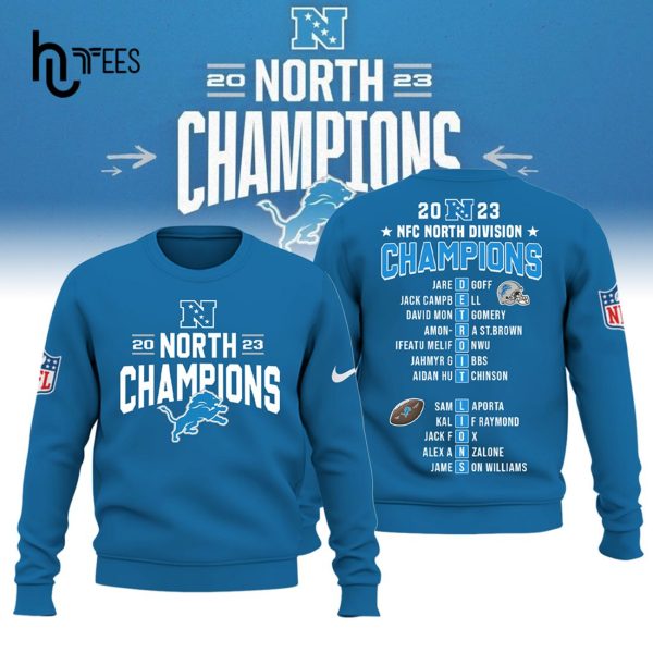 Detroit Lions NFC North Division Champions Nike 2023 Blue Hoodie, Jogger, Cap