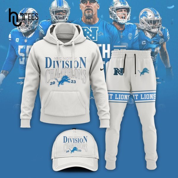 Detroit Lions NFC North Division Champions Nike 2023 White Hoodie, Jogger, Cap