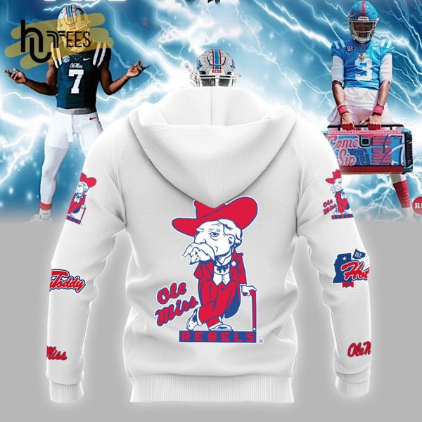 NCAA Ole Miss Rebels Come To The Sip Hotty Toddy Football White Hoodie, Jogger, Cap