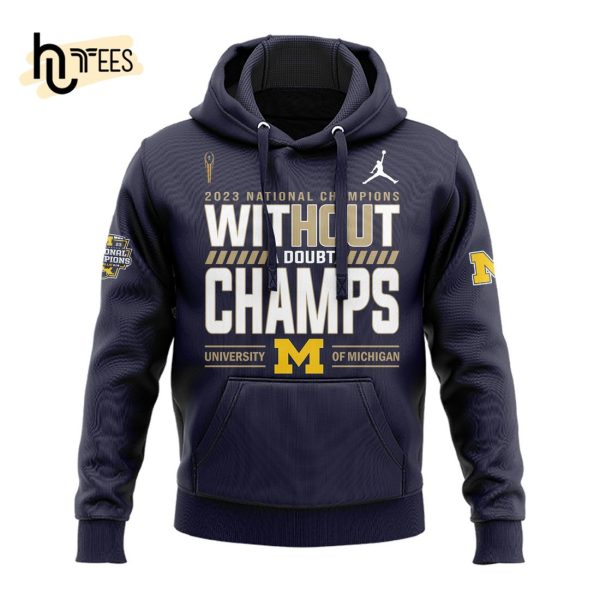 2023 Michigan Football Without A Doubt CFP National Champs Navy Hoodie, Jogger, Cap