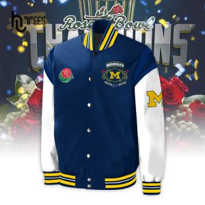 Limited 2024 Rose Bowl Game Michigan Football Champions Navy Baseball Jacket