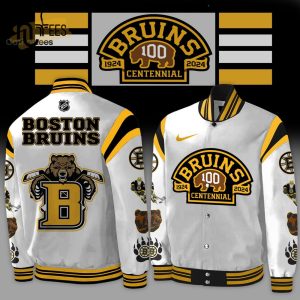 100 Centennial Boston Bruins 1924 2024 White Baseball Jacket Limited Edition