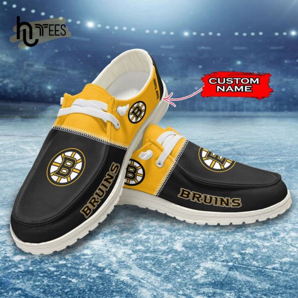 Custom Boston Bruins NHL Black Hey Dude Shoes