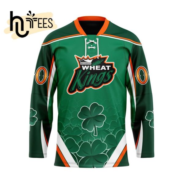 Custom Brandon Wheat Kings Team For St.Patrick Day Hockey Jersey