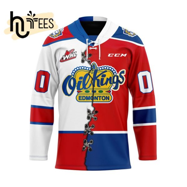 Custom Edmonton Oil Kings Mix Home And Away Hockey Jersey