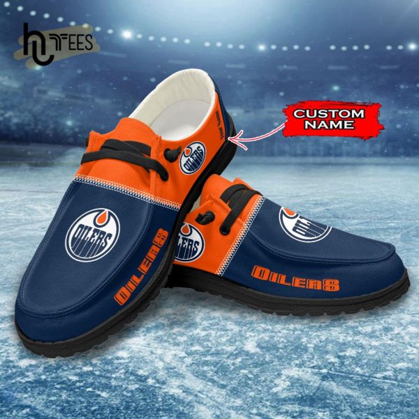 Custom Edmonton Oilers NHL Navy Hey Dude Shoes