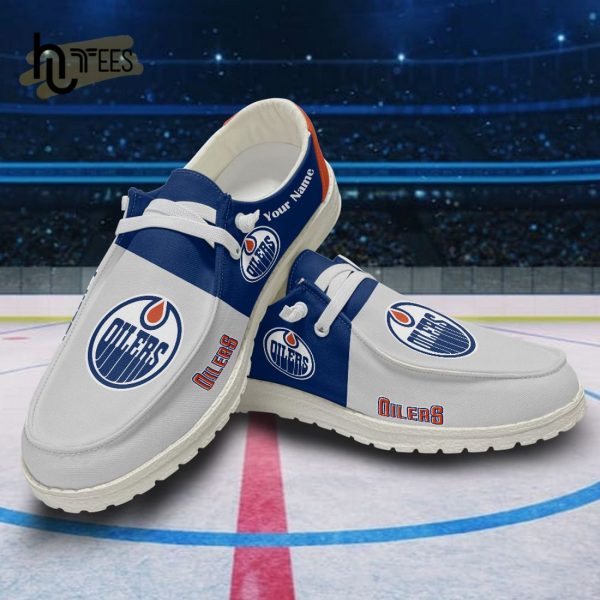 Custom Edmonton Oilers NHL White Hey Dude Shoes