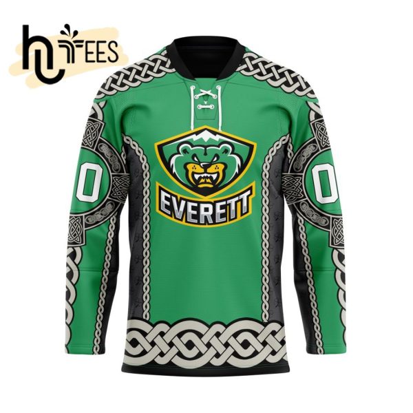 Custom Everett Silvertips St Patrick Day Team Hockey Jersey
