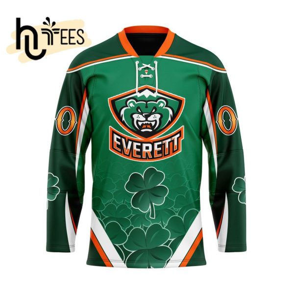 Custom Everett Silvertips Team For St.Patrick Day Hockey Jersey