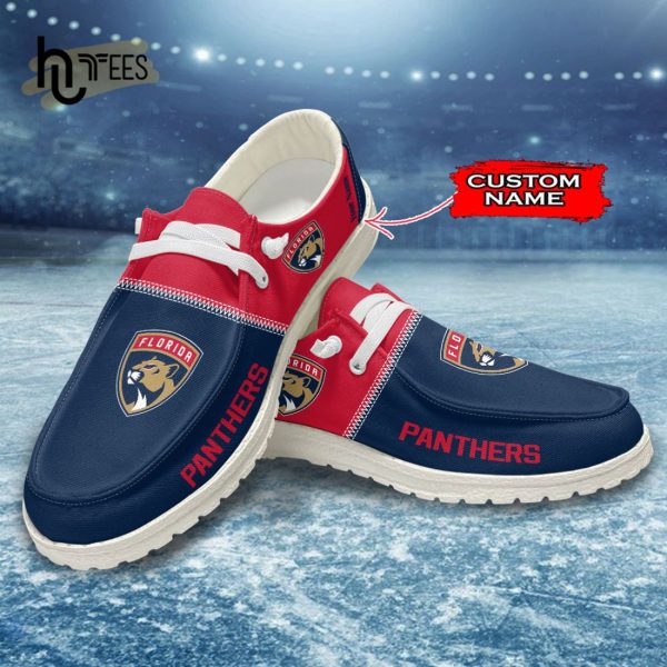 Custom Florida Panthers NHL Navy Hey Dude Shoes