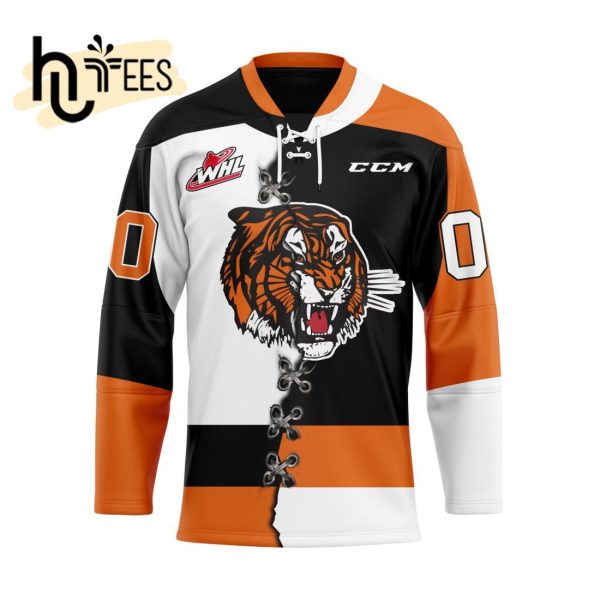 Custom Medicine Hat Tigers Mix Home And Away Hockey Jersey