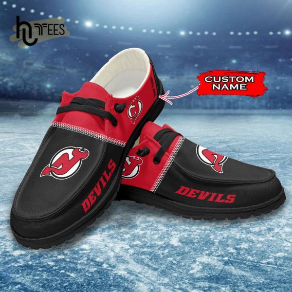 Custom New Jersey Devils NHL Black Hey Dude Shoes
