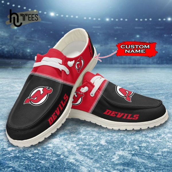 Custom New Jersey Devils NHL Black Hey Dude Shoes
