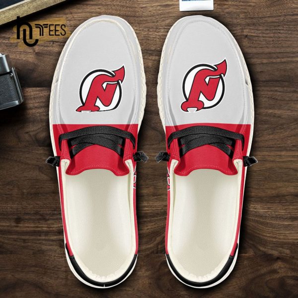 Custom New Jersey Devils NHL White Hey Dude Shoes