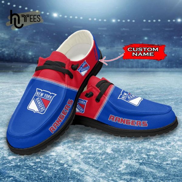 Custom New York Rangers NHL Navy Hey Dude Shoes