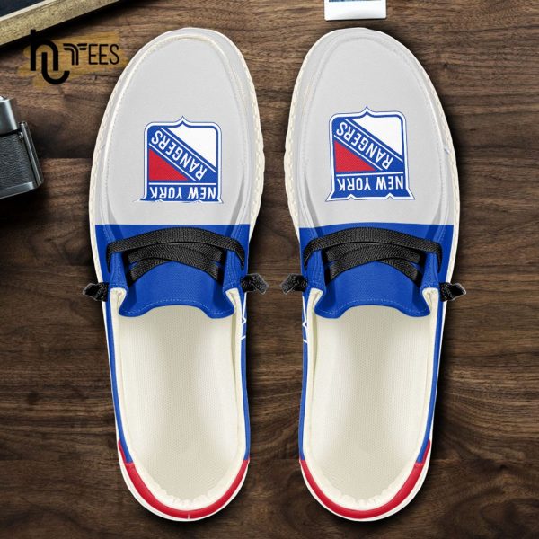 Custom New York Rangers NHL White Hey Dude Shoes