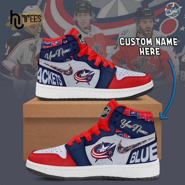 Custom NHL Columbus Blue Jackets Air Jordan 1 Hightop Sneaker