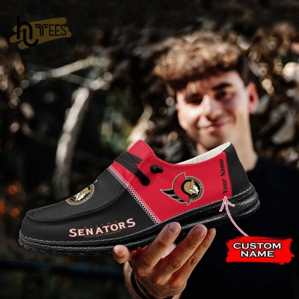 Custom Ottawa Senators NHL Black Hey Dude Shoes