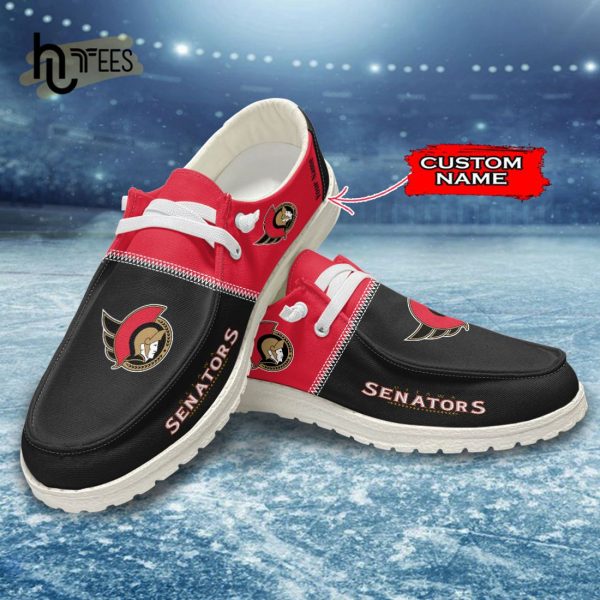 Custom Ottawa Senators NHL Black Hey Dude Shoes