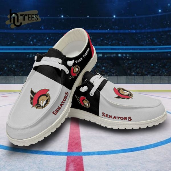 Custom Ottawa Senators NHL White Hey Dude Shoes