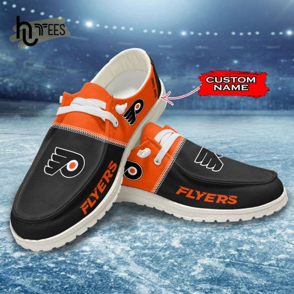 Custom Philadelphia Flyers NHL Black Hey Dude Shoes