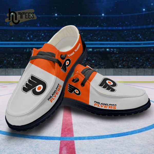 Custom Philadelphia Flyers NHL White Hey Dude Shoes