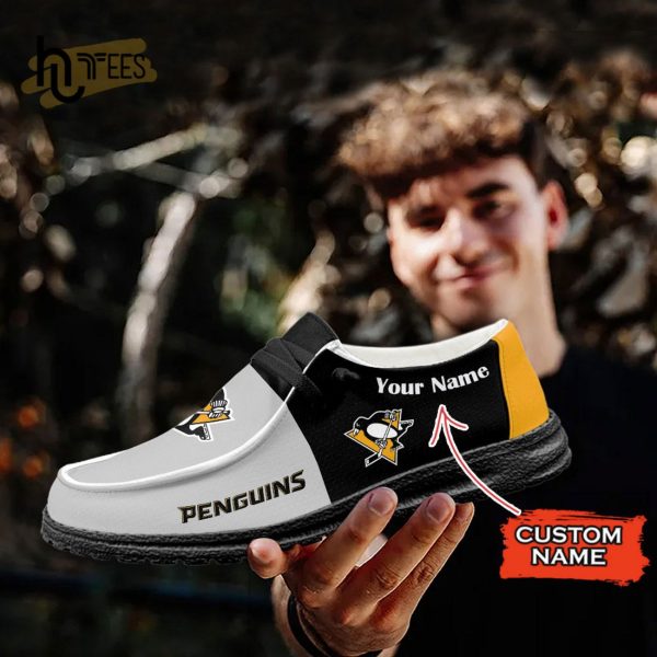 Custom Pittsburgh Penguins NHL White Hey Dude Shoes