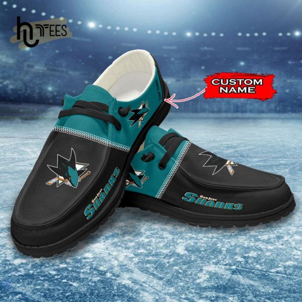 Custom San Jose Sharks NHL Black Hey Dude Shoes