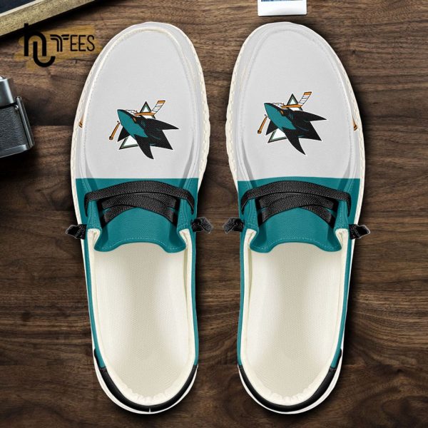 Custom San Jose Sharks NHL White Hey Dude Shoes