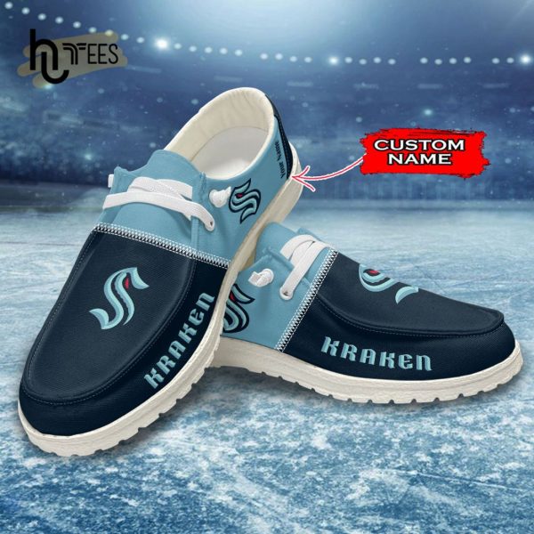 Custom Seattle Kraken NHL Navy Hey Dude Shoes