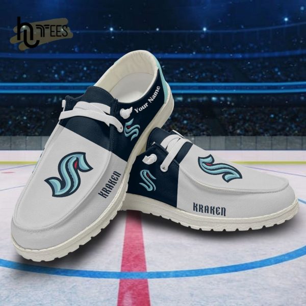 Custom Seattle Kraken NHL White Hey Dude Shoes