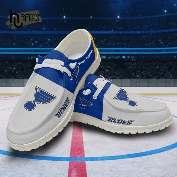 Custom St. Louis Blues NHL White Hey Dude Shoes