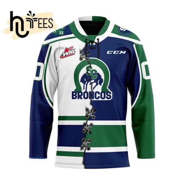 Custom Swift Current Broncos Mix Home And Away Hockey Jersey