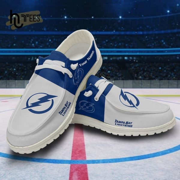 Custom Tampa Bay Lightning NHL White Hey Dude Shoes