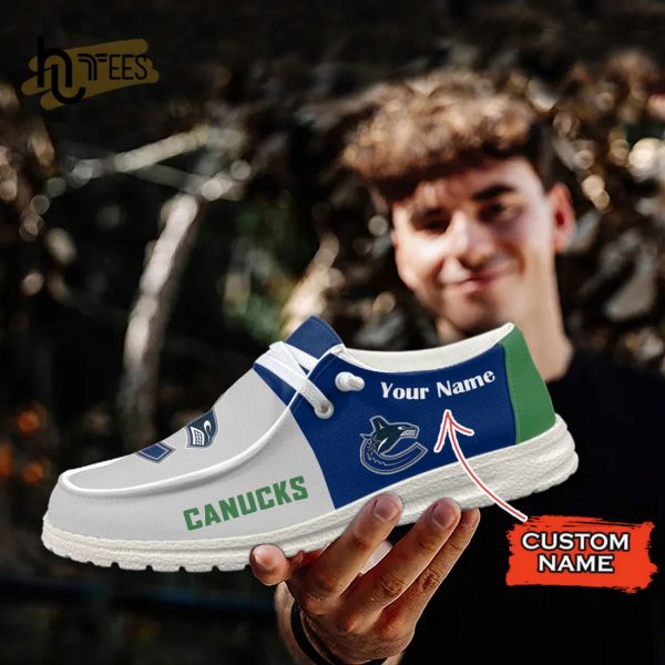 Custom Vancouver Canucks NHL White Hey Dude Shoes