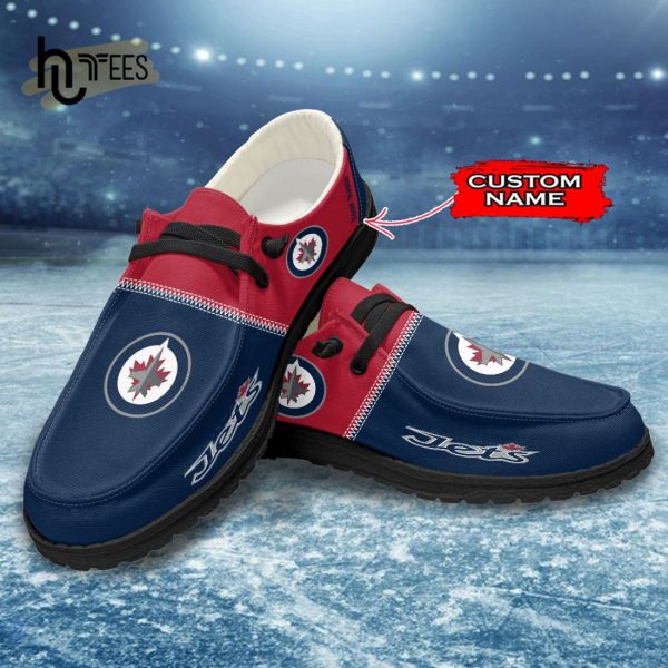 Custom Winnipeg Jets NHL Navy Hey Dude Shoes