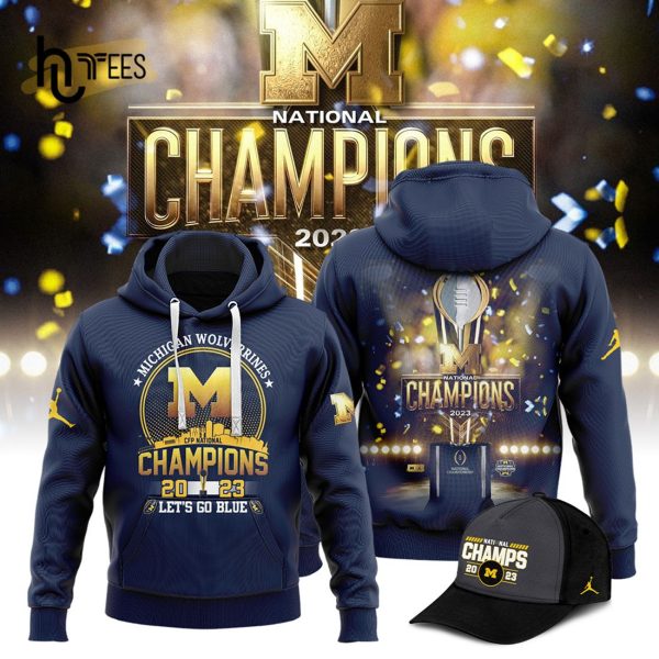 Let’s Go Blue 2023 Michigan Football CFP National Champions Navy Hoodie, Jogger, Cap