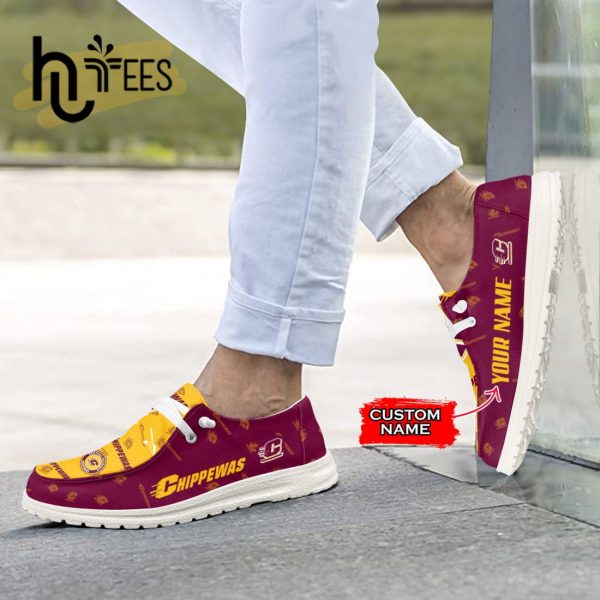 NCAA Central Michigan Chippewas Custom Name Hey Dude Shoes