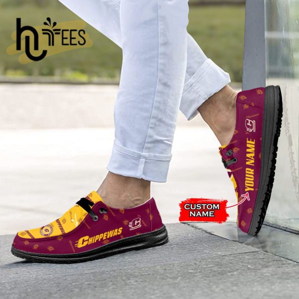 NCAA Central Michigan Chippewas Custom Name Hey Dude Shoes