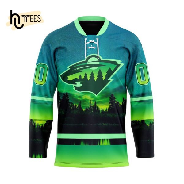 NHL Minnesota Wild Special Custom Design With Northern Lights Hockey Jersey